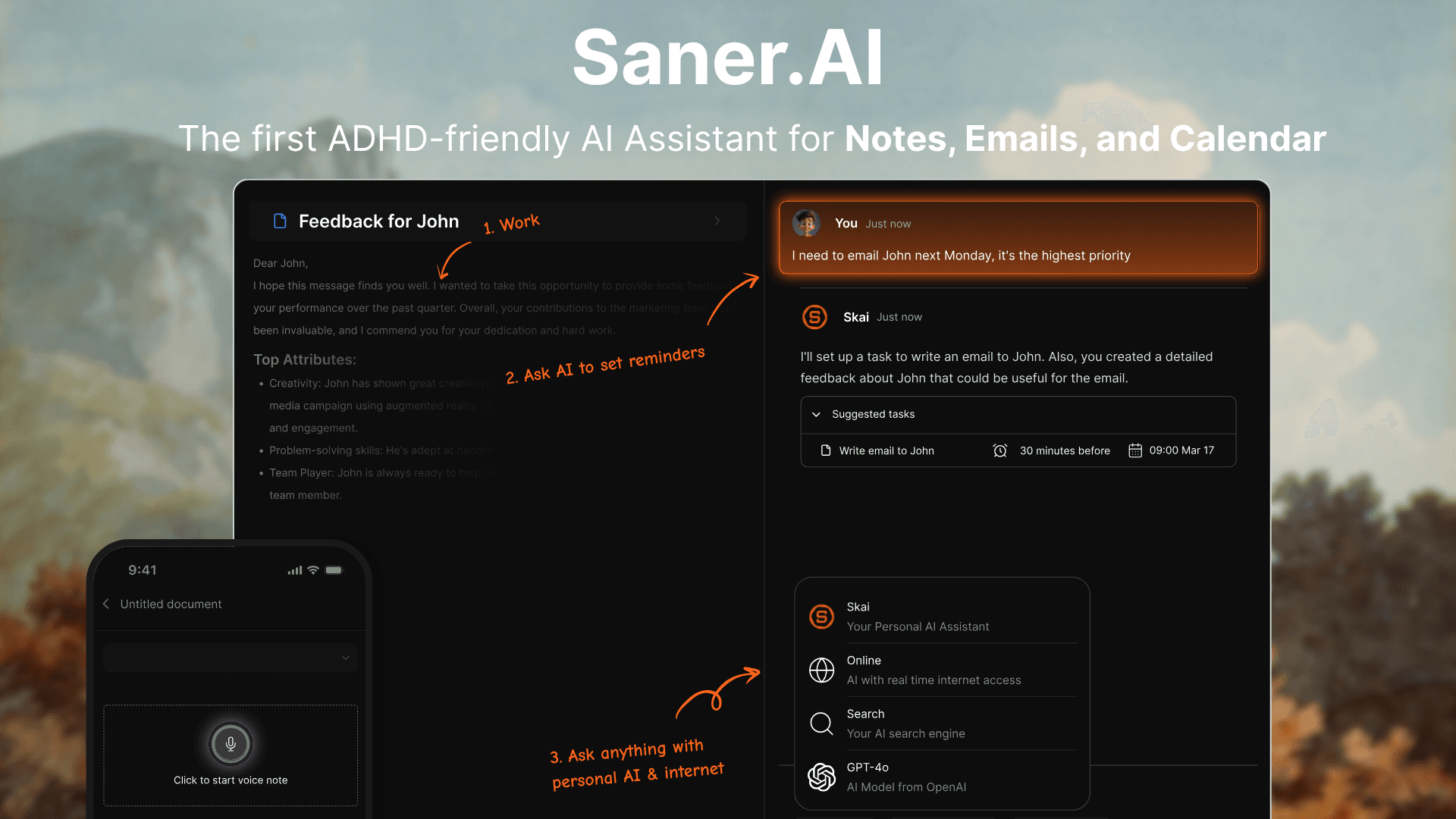 Saner.AI - November 2025 Update (v1.5): Proactive planning, Outlook connector, and more!